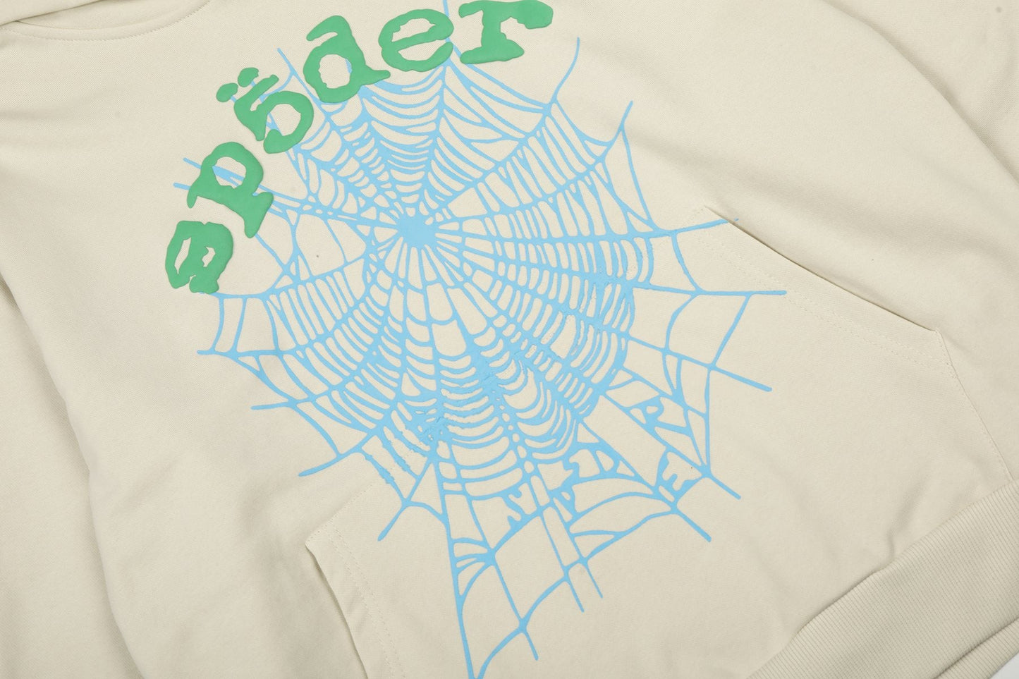Sp5der Cream Graphic Hoodie & Sweatpants Matching Set — detail