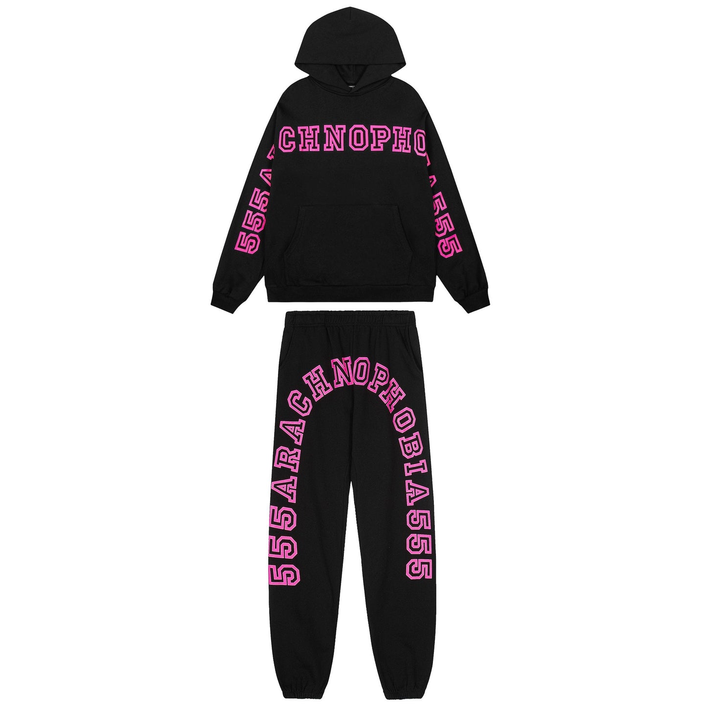 Sp5der Pink Lettering Hoodie & Jogger Matching Set — hero