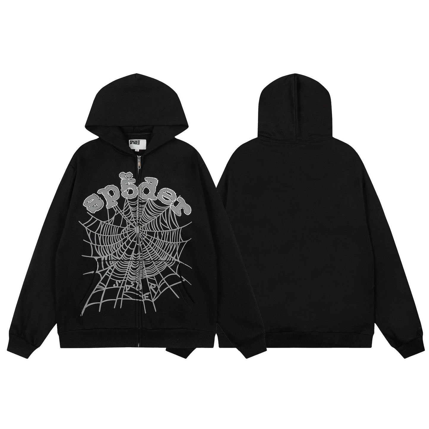 Sp5der Spider-Web Zip Hoodie & Jogger Matching Set — front