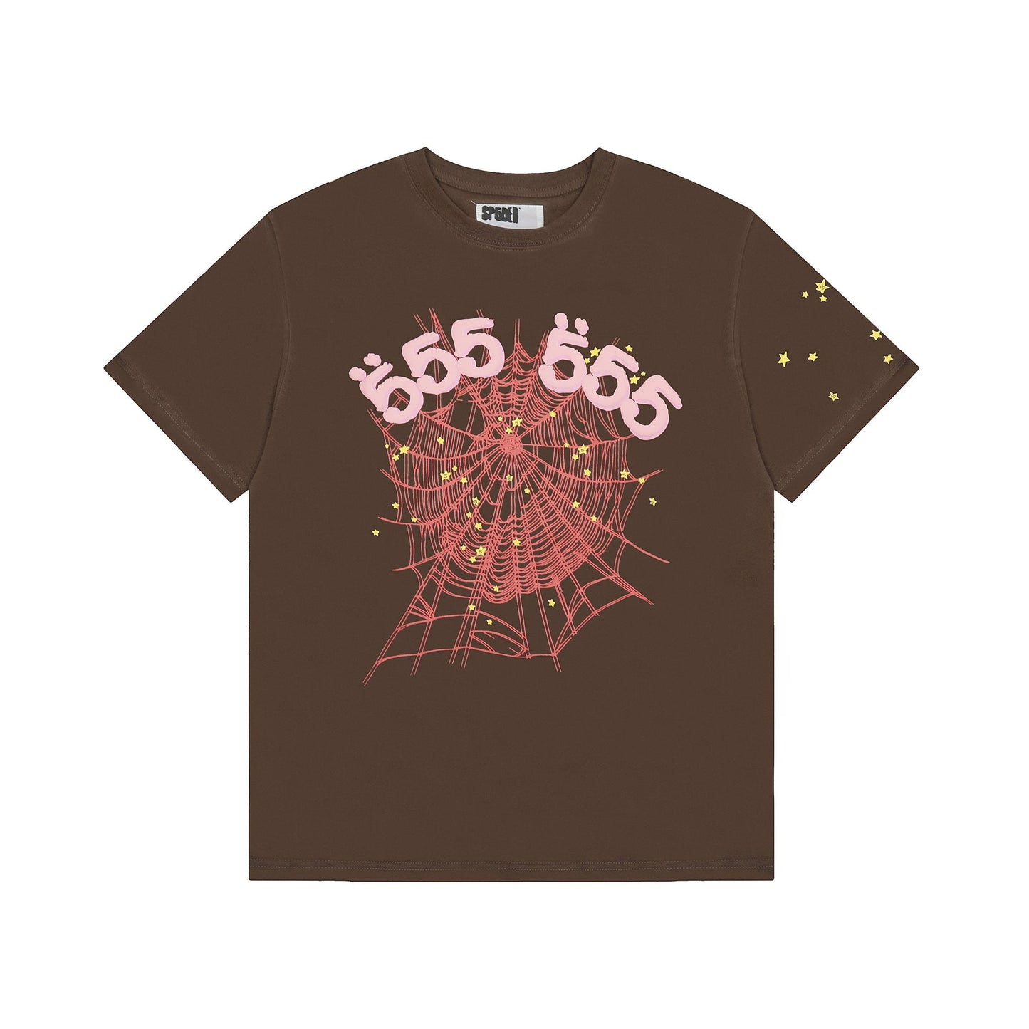Sp5der Brown Spiderweb Star Graphic T-Shirt — hero