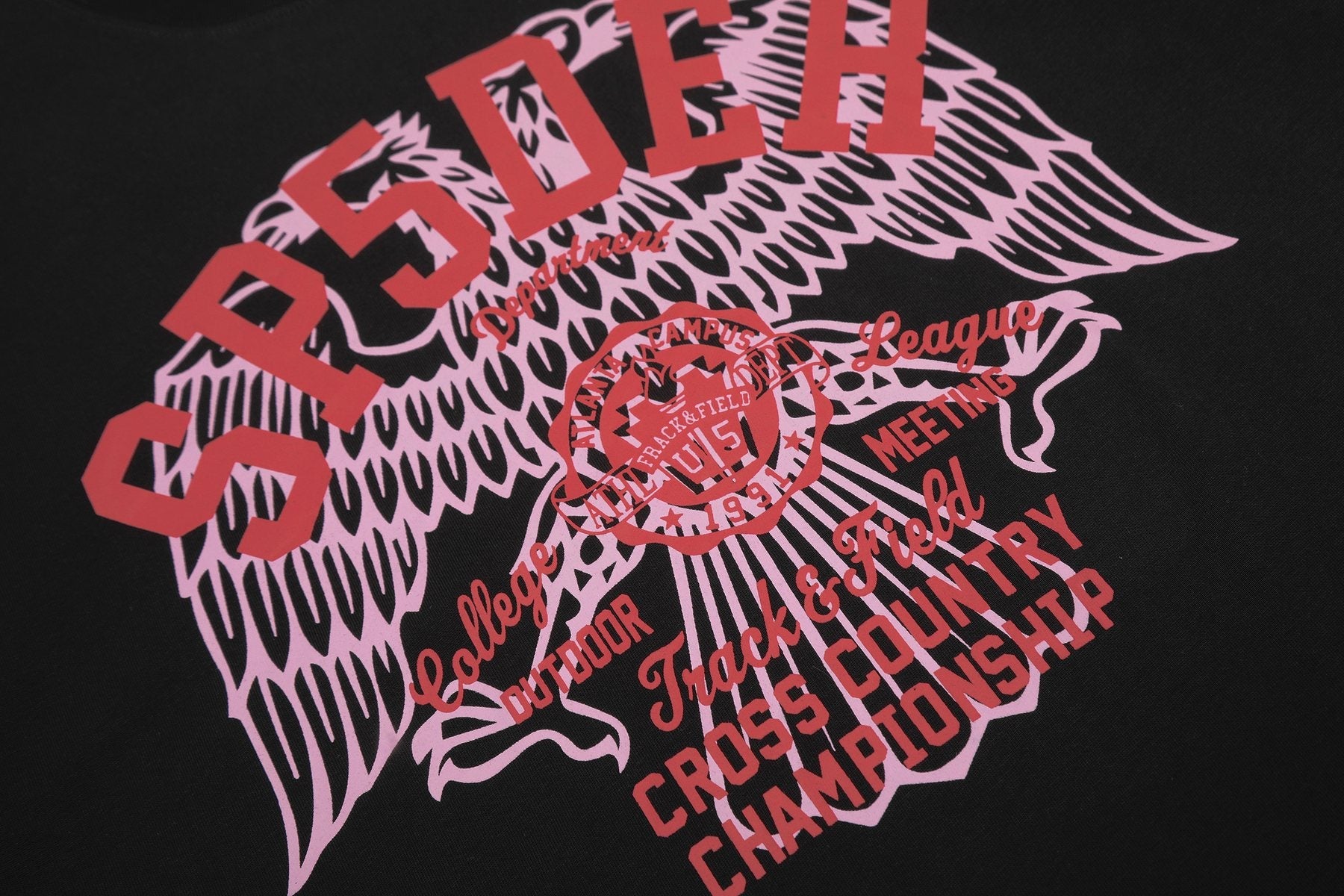 Sp5der Red/Pink Front Graphic T-Shirt — detail