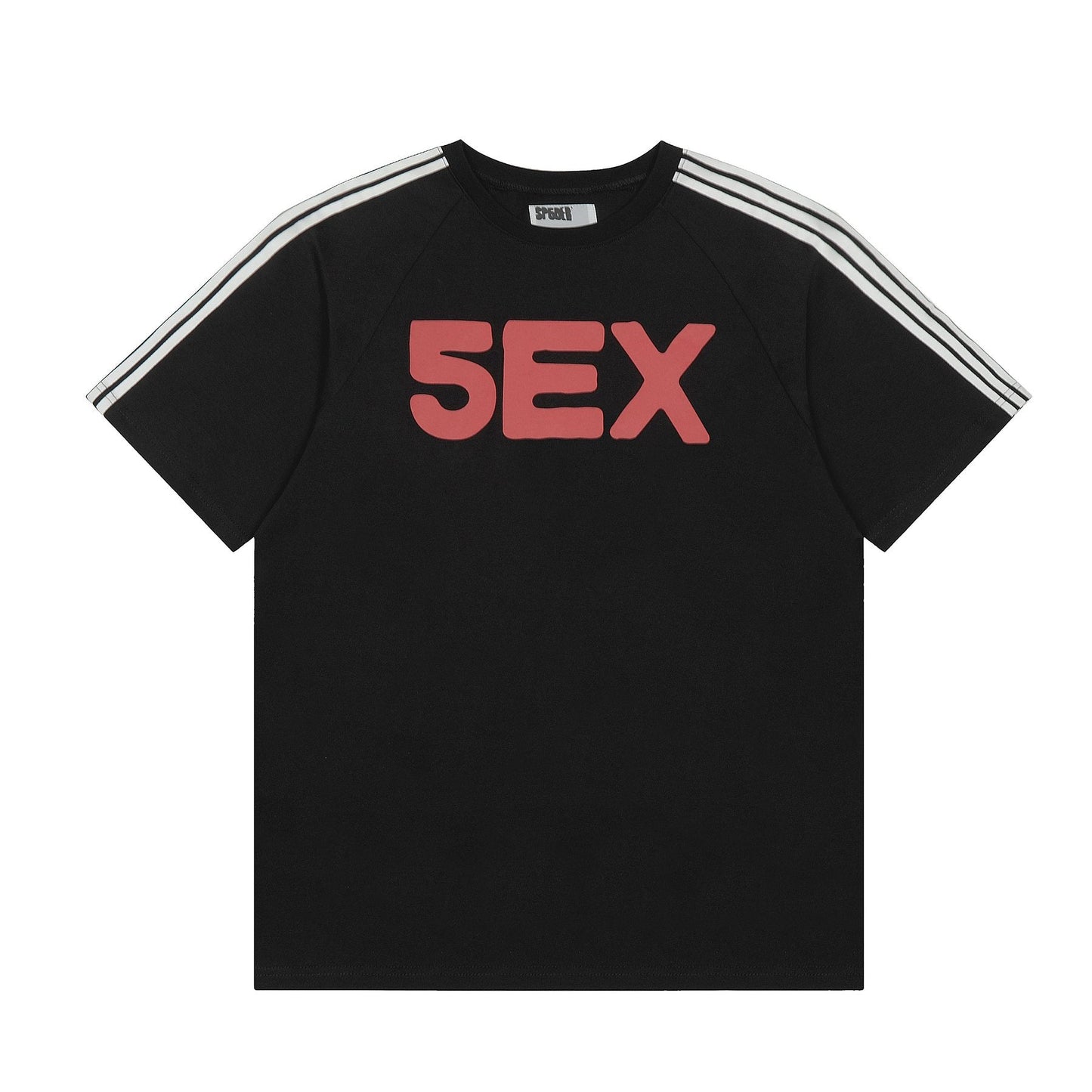 Sp5der Striped Raglan Graphic T-Shirt — front