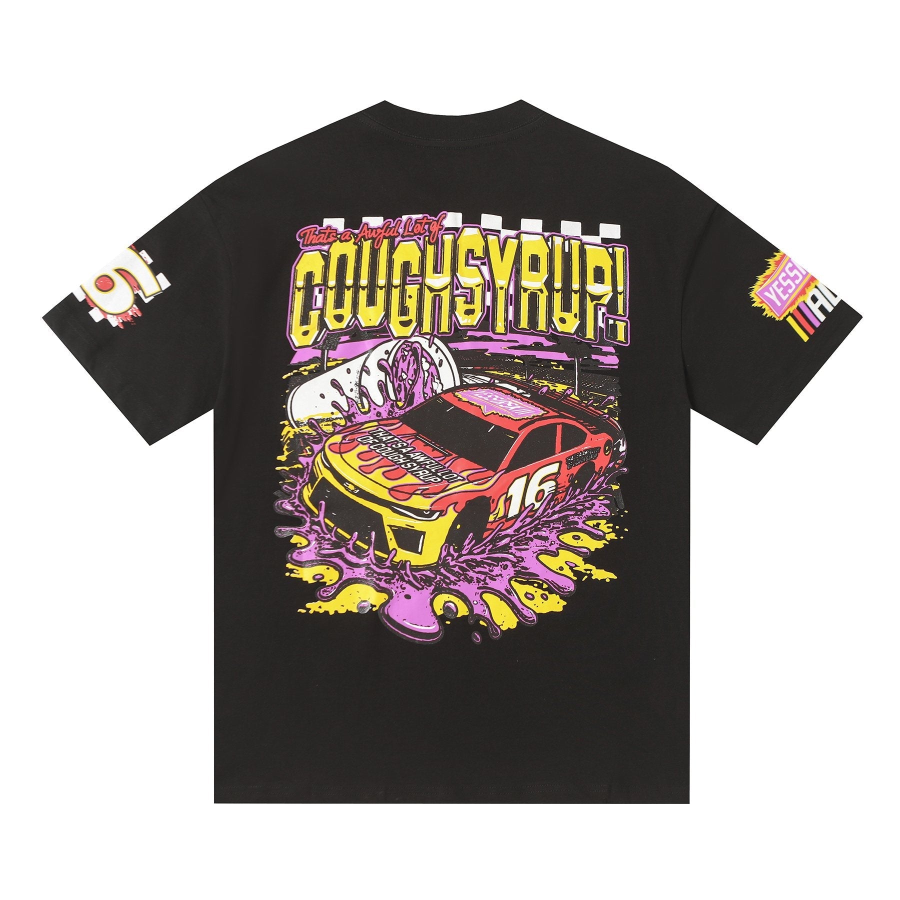 THAT'S A AWFUL LOT OF COUGH SYRUP Racing Graphic Short-Sleeve T-Shirt — back