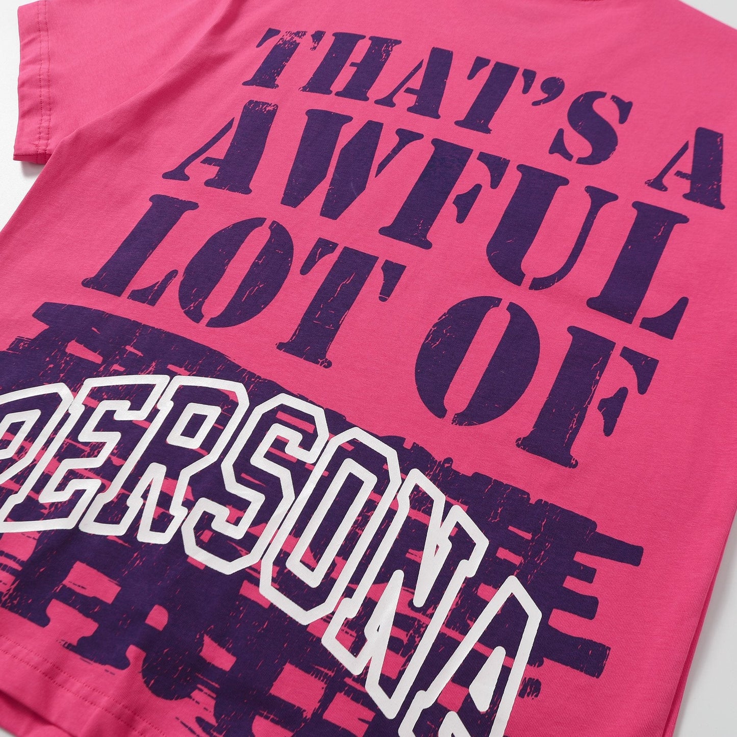 THAT'S A AWFUL LOT OF COUGH SYRUP Pink Front & Back Graphic T-Shirt — detail