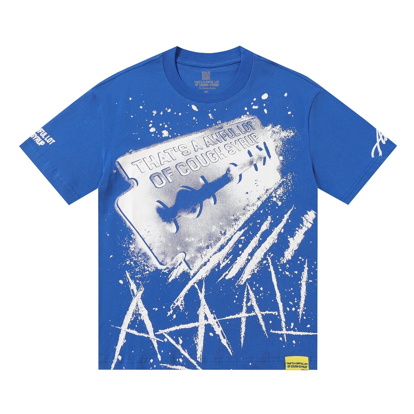 THAT'S A AWFUL LOT OF COUGH SYRUP Blue Graphic T-Shirt — front