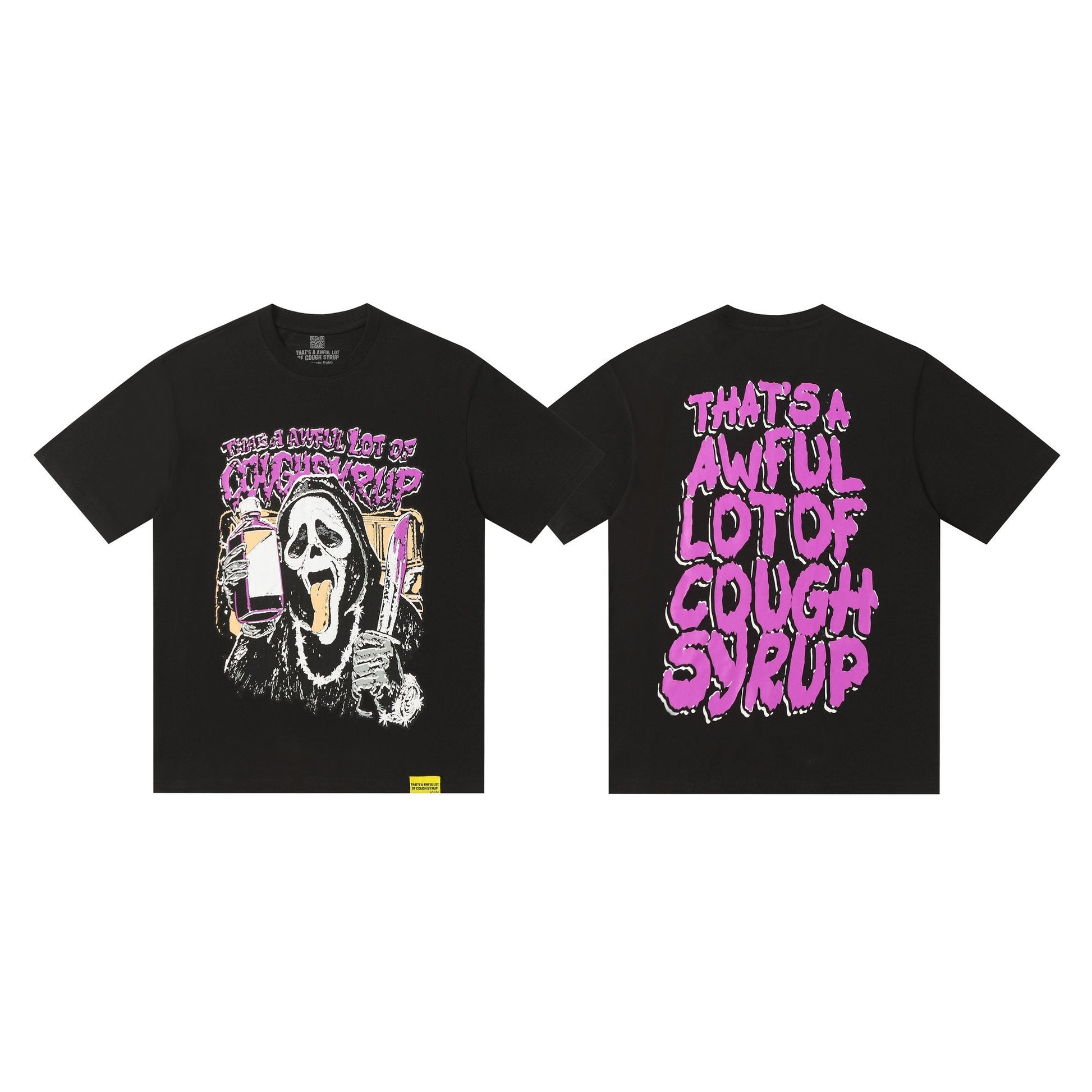 THAT'S A AWFUL LOT OF COUGH SYRUP Black Front & Back Graphic T-Shirt — hero