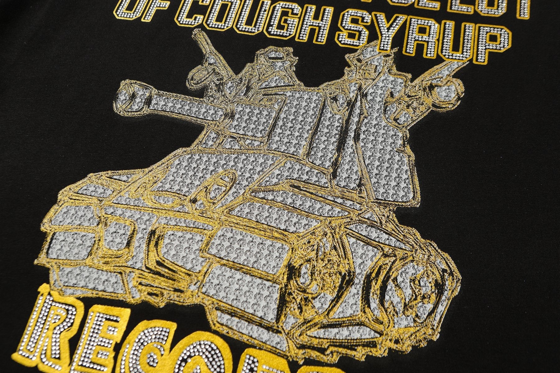 THAT'S A AWFUL LOT OF COUGH SYRUP Rhinestone Graphic Short-Sleeve T-Shirt — detail
