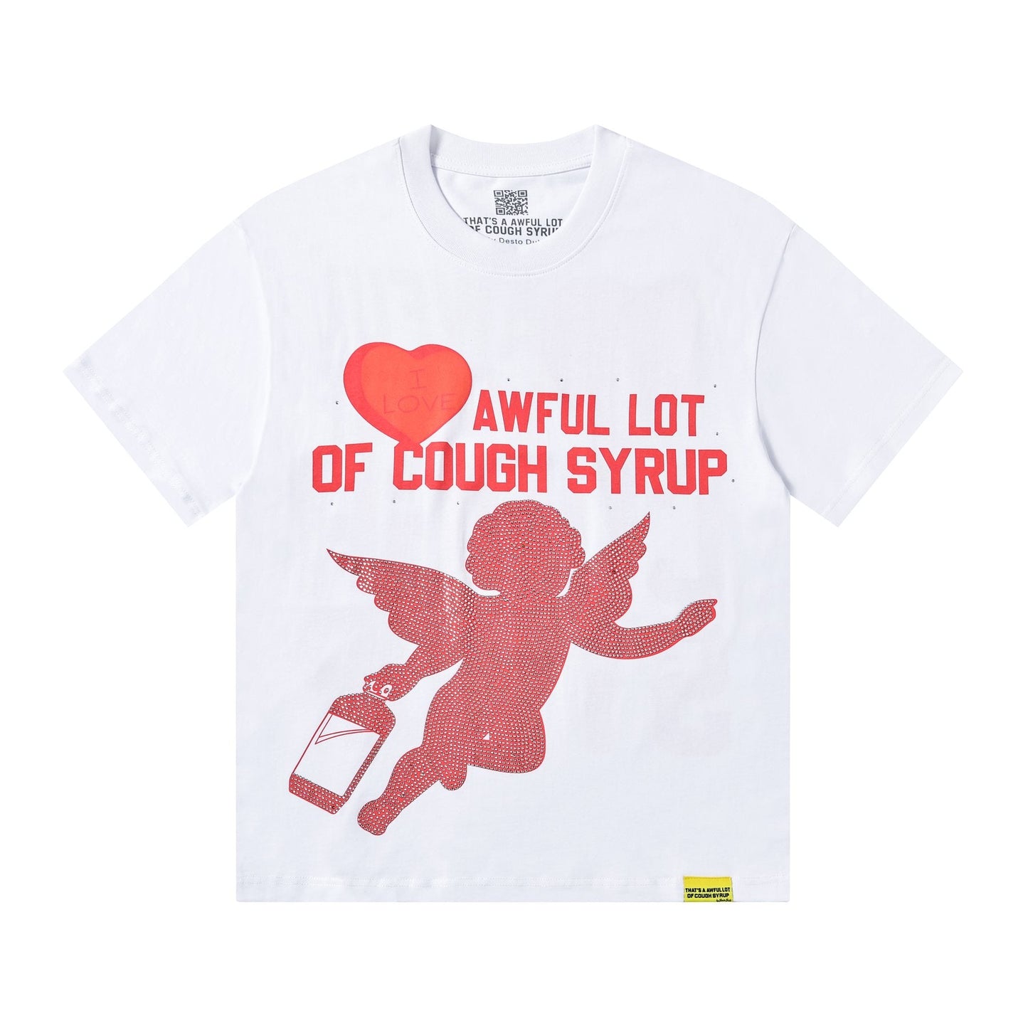 THAT'S A AWFUL LOT OF COUGH SYRUP Heart Cupid Graphic T-Shirt — front