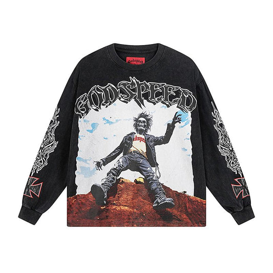 Godspeed E Pluribus Unum Washed Black Long-Sleeve T-Shirt — hero