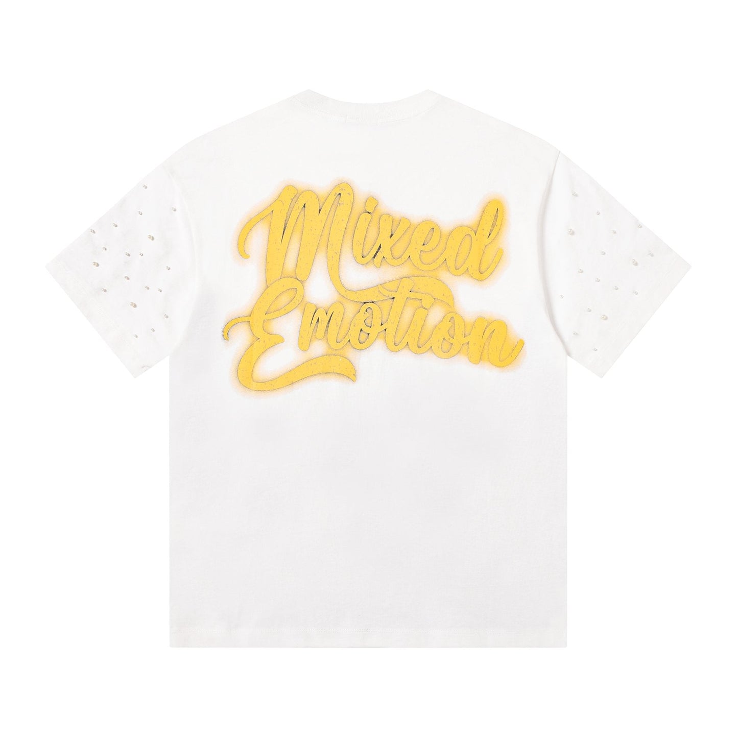 MIXED EMOTION Angel Graphic Pearl-Sleeve T-Shirt — back