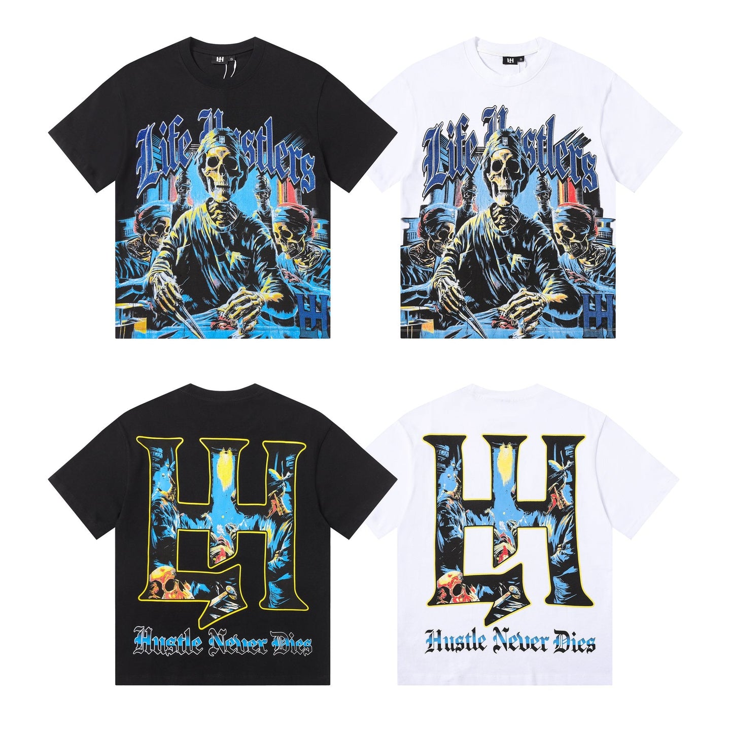 Life Hustlere Skeleton Graphic Short-Sleeve T-Shirt — comparison