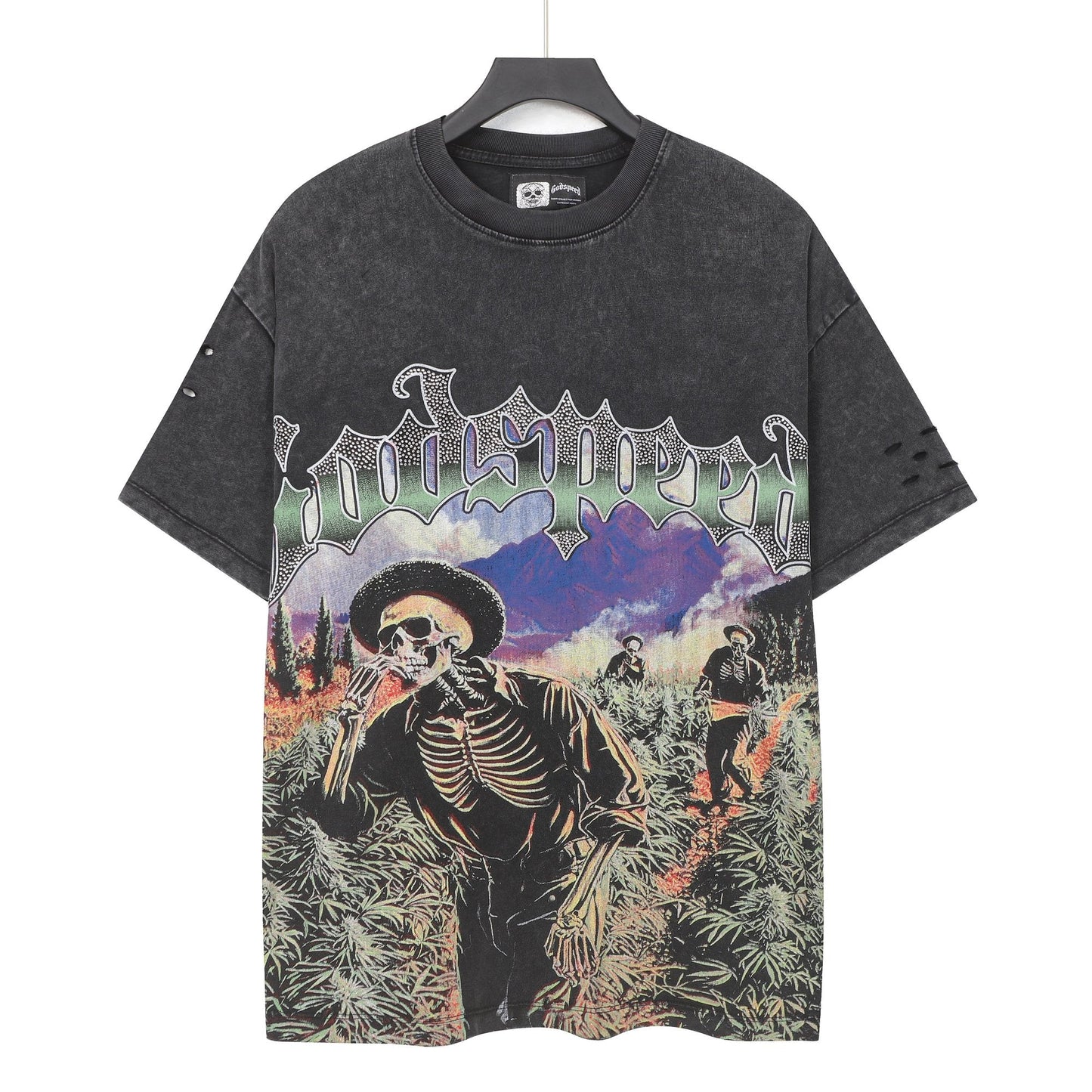 Godspeed Skeleton Landscape Graphic T-Shirt — hero
