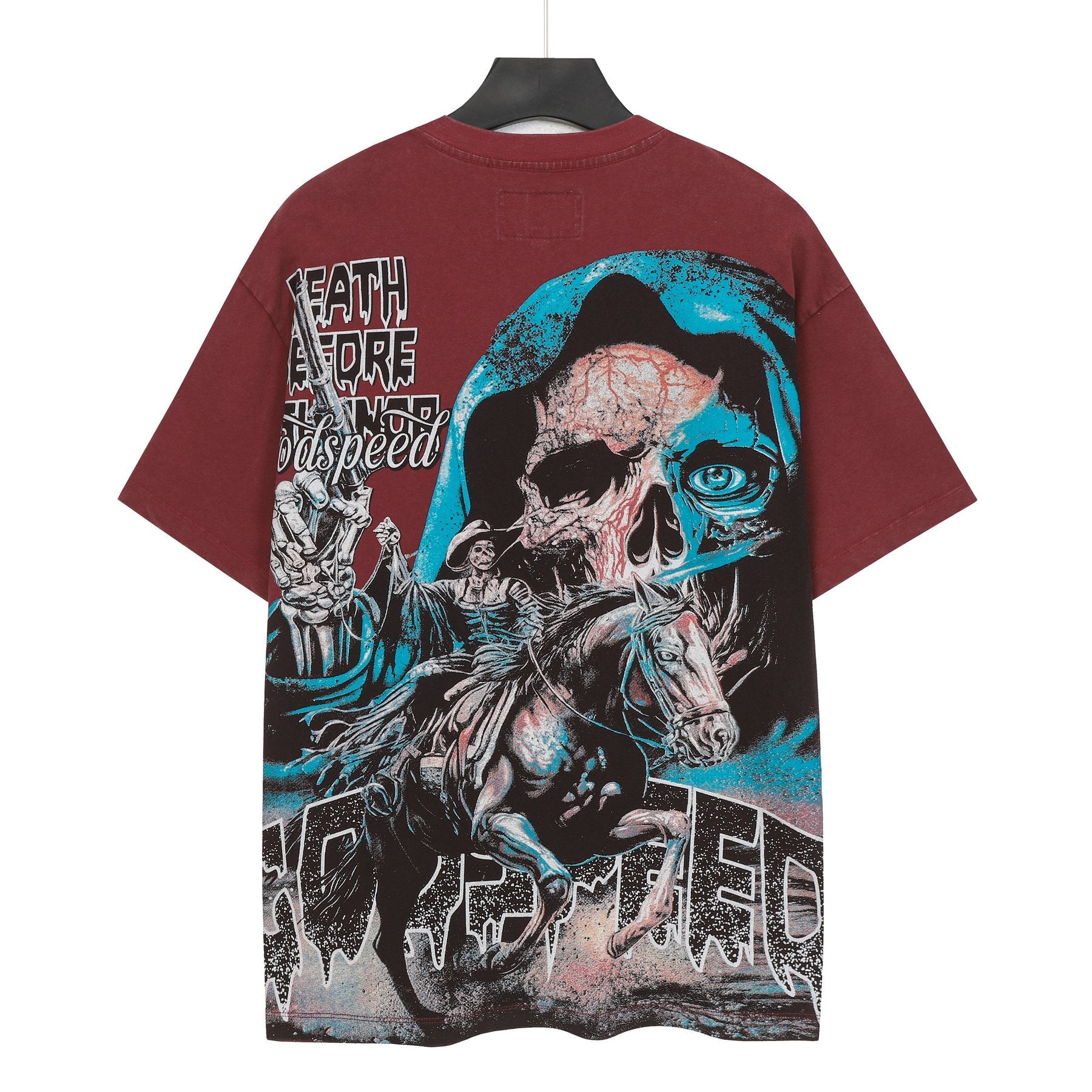 Godspeed Distressed Rhinestone Graphic T-Shirt — back