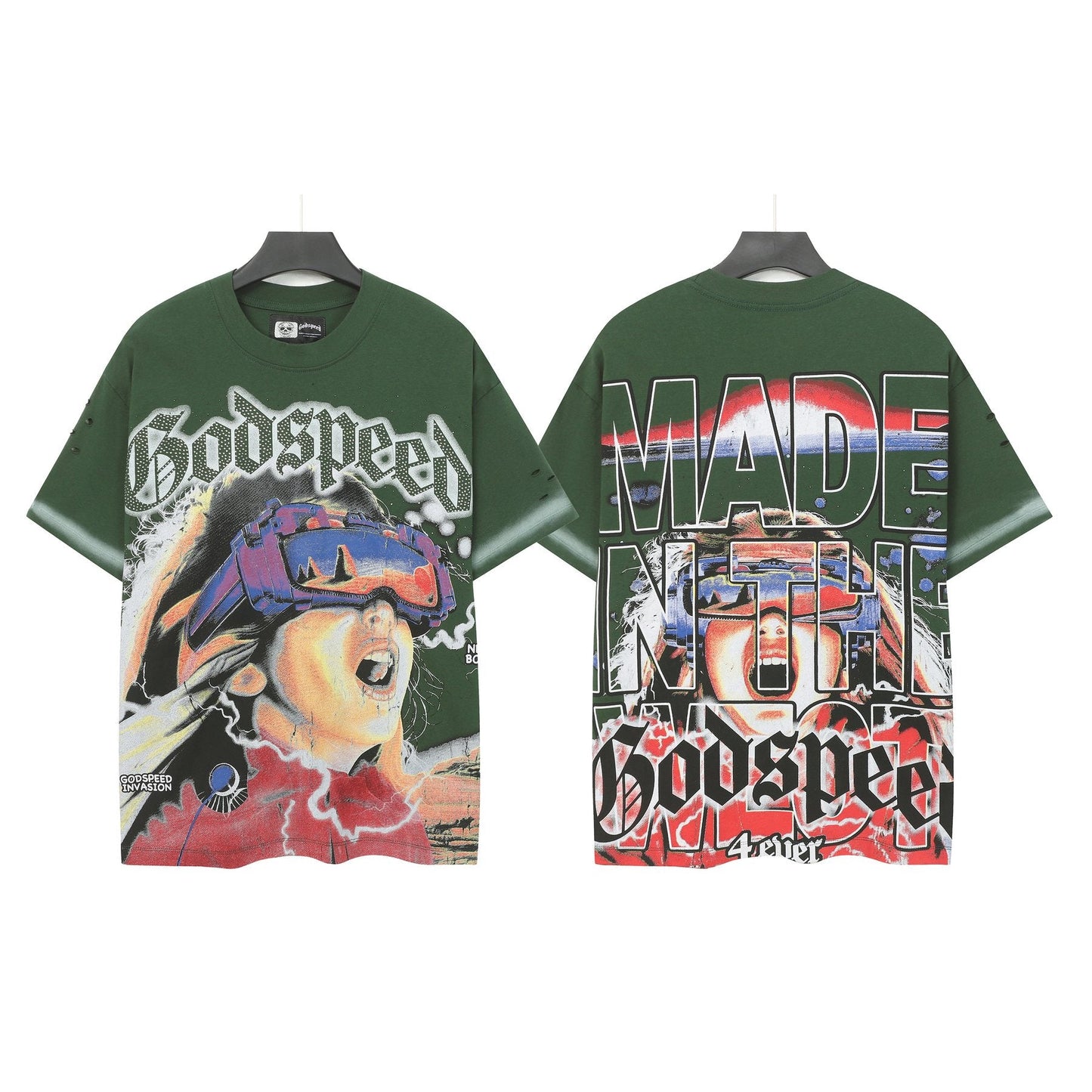 Godspeed New Born Rhinestone Graphic T-Shirt — front