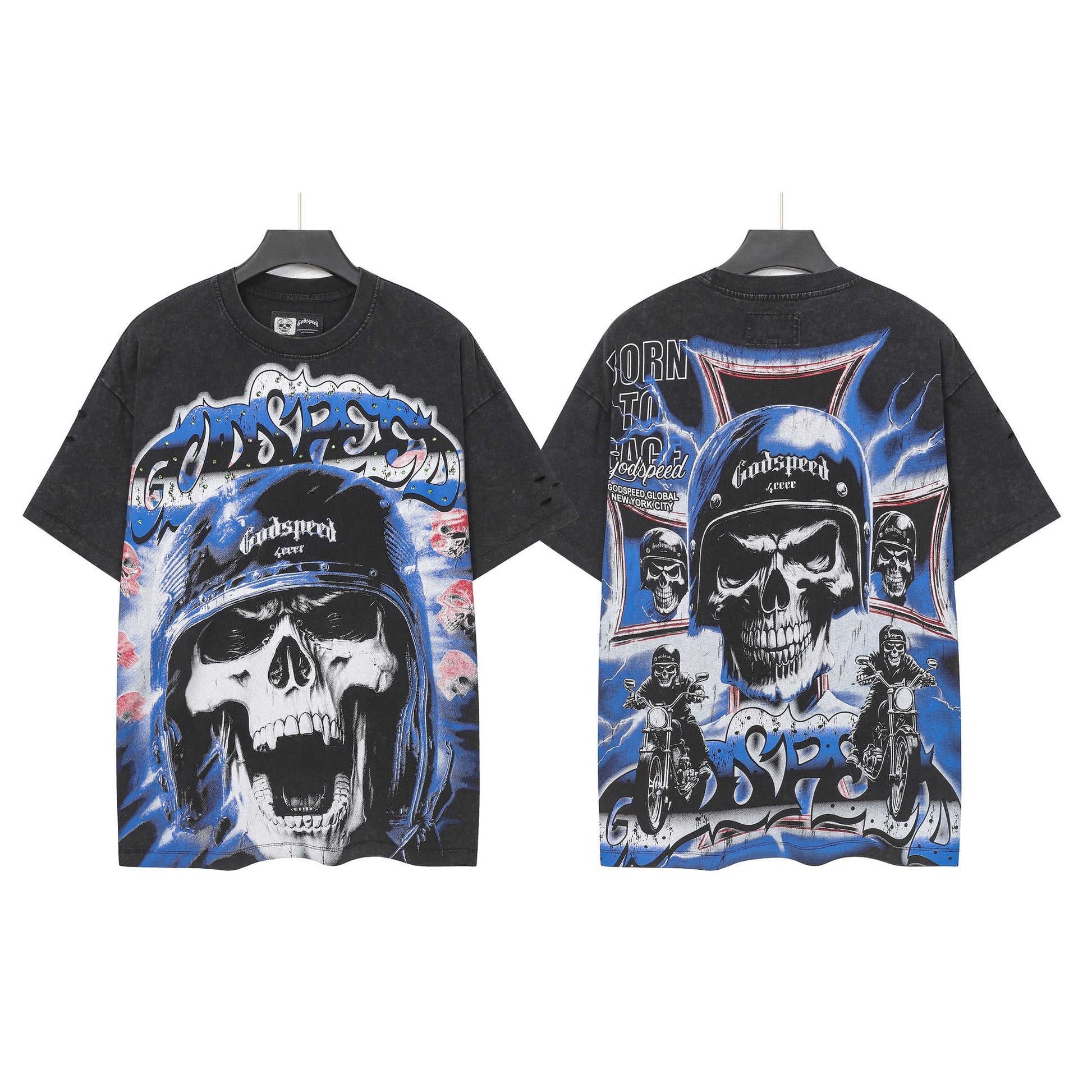 Godspeed Born to Raise Hell Distressed Graphic T-Shirt — hero