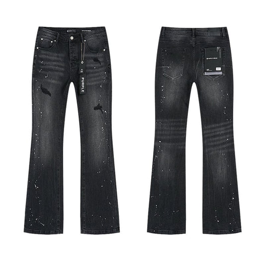 Purple Brand Black Paint Splatter Distressed Jeans — hero