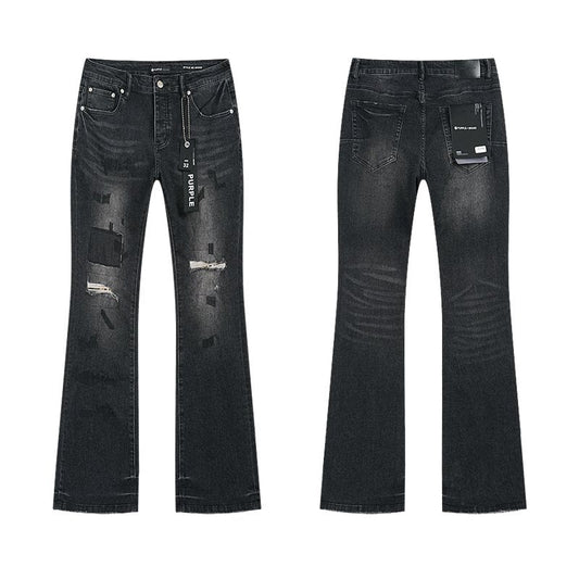 Purple Brand Black Distressed Bootcut Jeans — hero