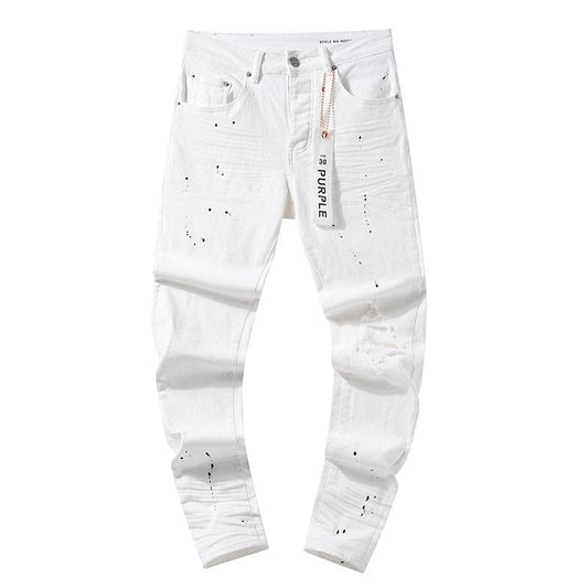 Purple Brand Paint-Splatter Distressed Jeans — hero