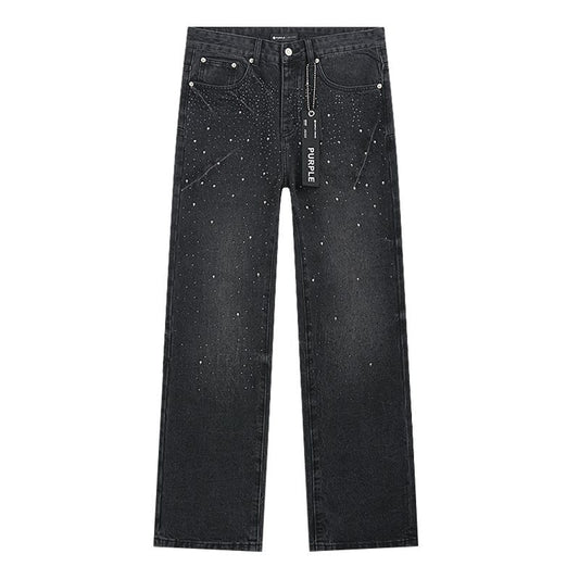 Purple Brand Black Rhinestone Washed Jeans — hero