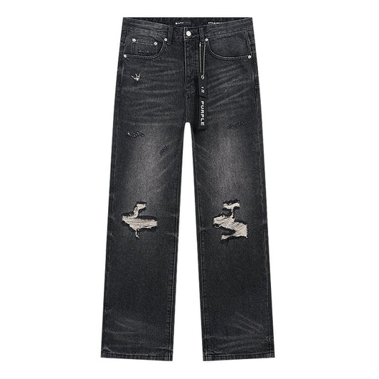 Purple Brand Black Distressed Ripped-Knee Jeans — hero