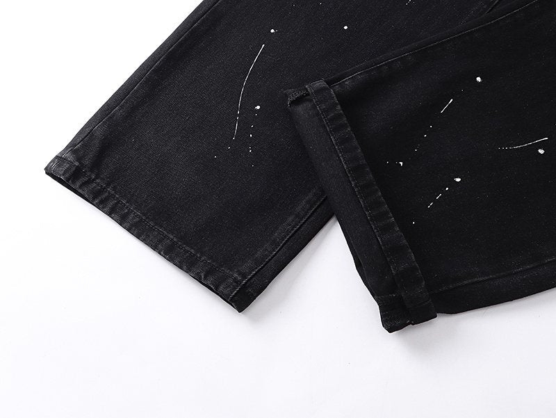 Purple Brand Paint-Splatter Distressed Jeans — detail