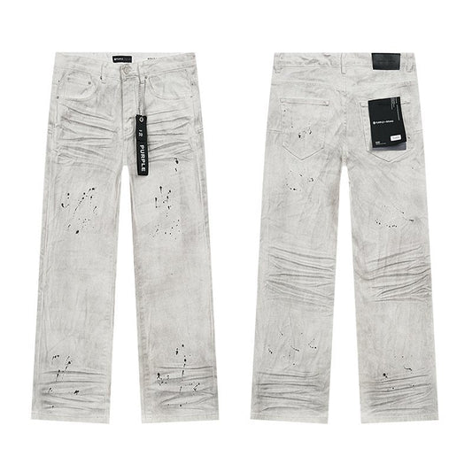 Purple Brand White Paint-Splatter Distressed Jeans — hero