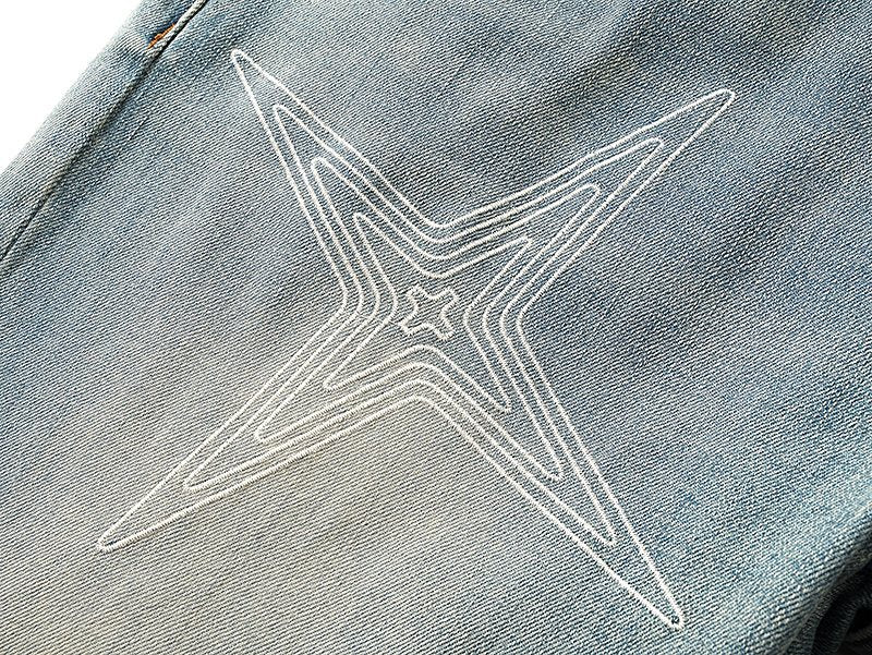 Purple Brand Star Graphic Light Blue Jeans — detail