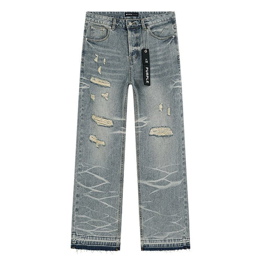 Purple Brand Light Blue Scribble Graphic Distressed Jeans — hero