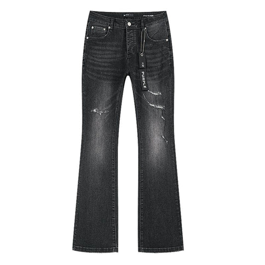 Purple Brand Washed Black Distressed Flare Jeans — hero