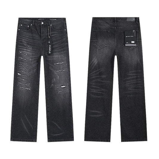 Purple Brand Black Distressed Straight-Leg Jeans — hero