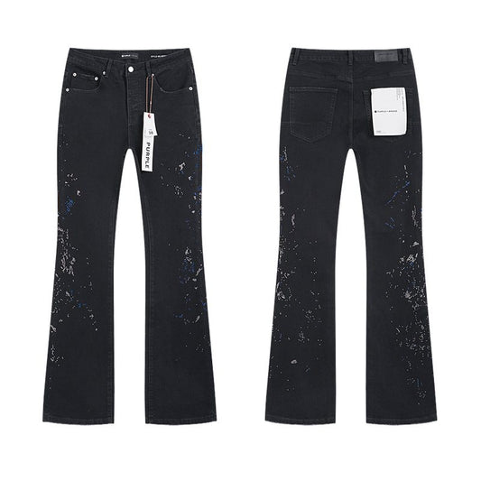 Purple Brand Rhinestone Splatter Black Jeans — hero