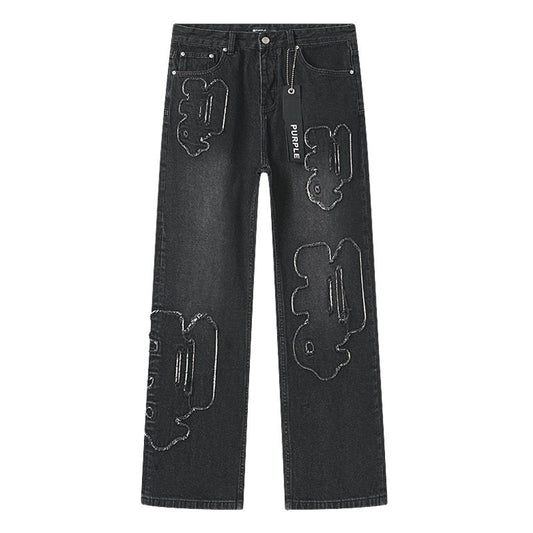Purple Brand Black Graphic Patch Jeans — hero