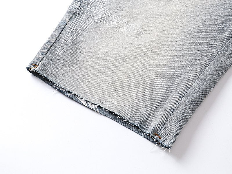 Purple Brand Star Graphic Denim Shorts — detail