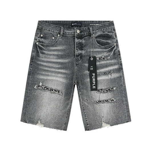 Purple Brand Distressed Gray Denim Shorts — hero