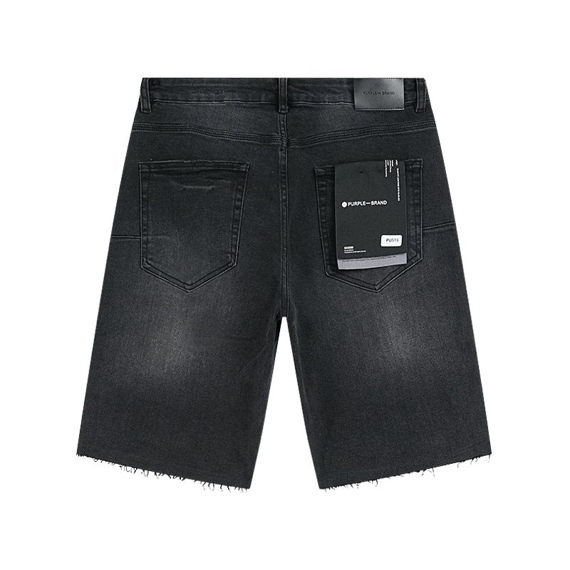 Purple Brand Rhinestone Graphic Denim Shorts — back