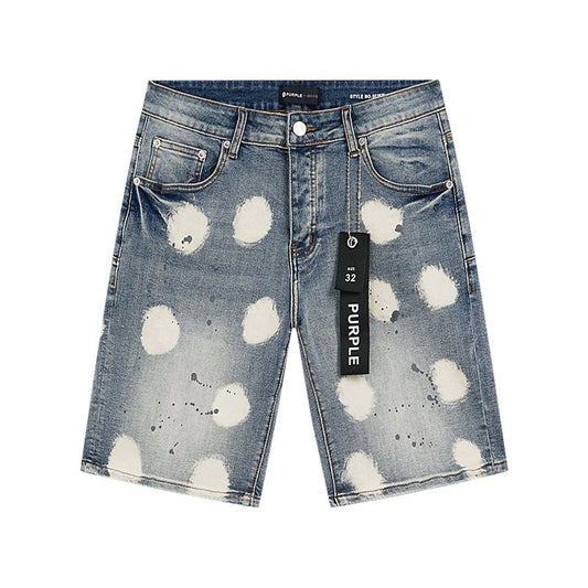 Purple Brand Bleach Splatter Denim Shorts — hero