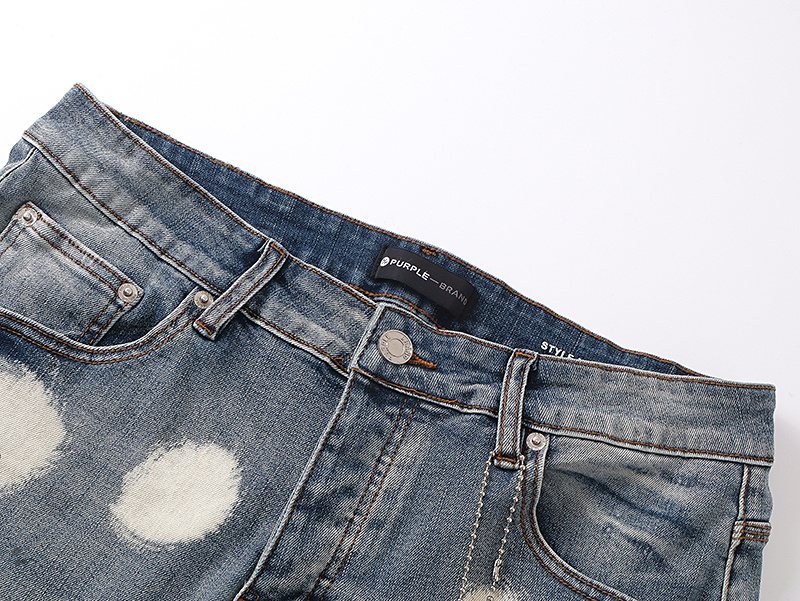 Purple Brand Bleach Splatter Denim Shorts — detail