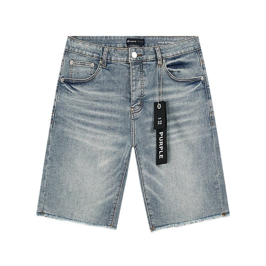 Purple Brand Light Blue Raw Hem Denim Shorts — hero