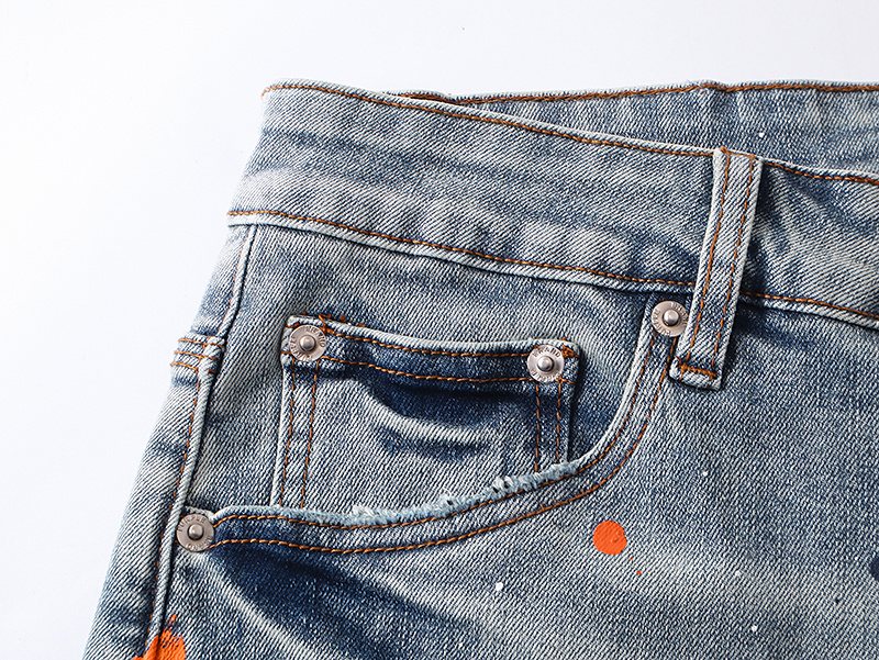 Purple Brand Paint Splatter Denim Shorts — detail