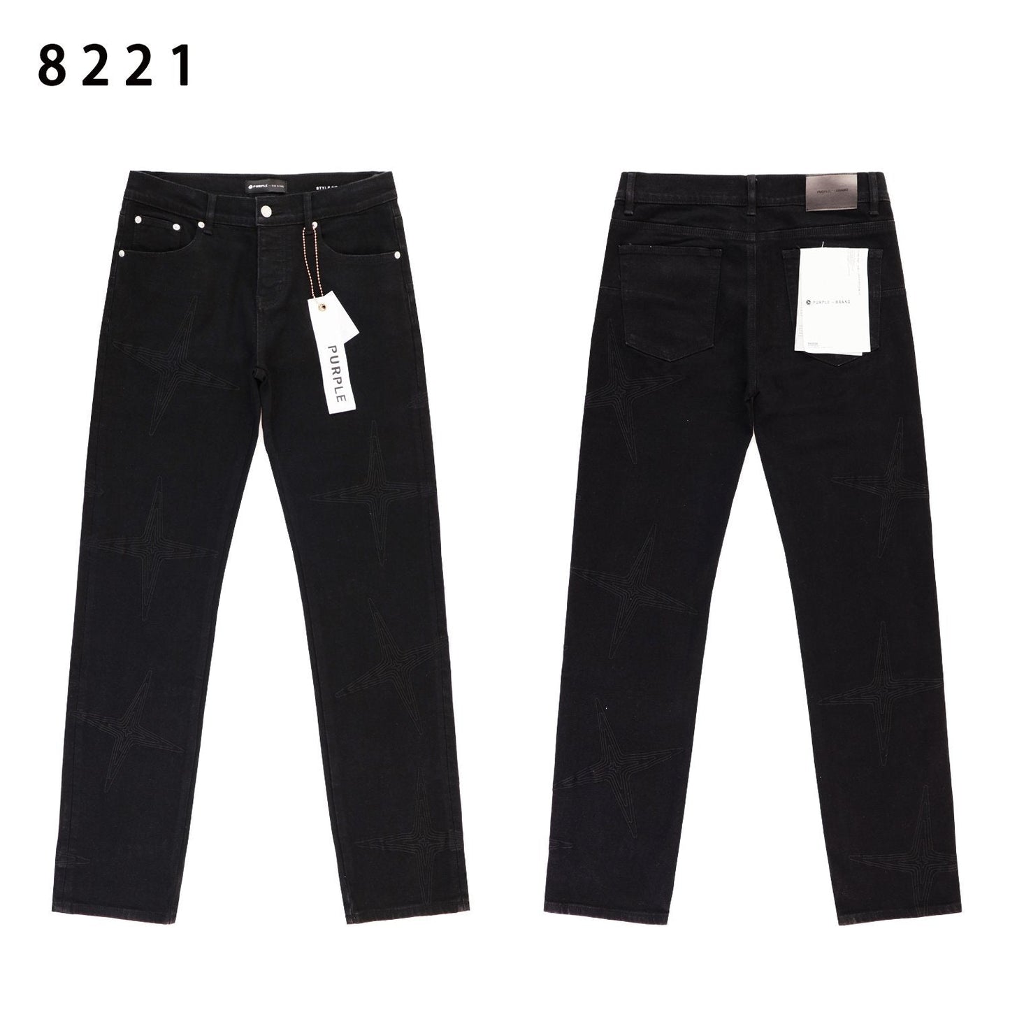 Purple Brand Star Embroidered Washed Jeans — front