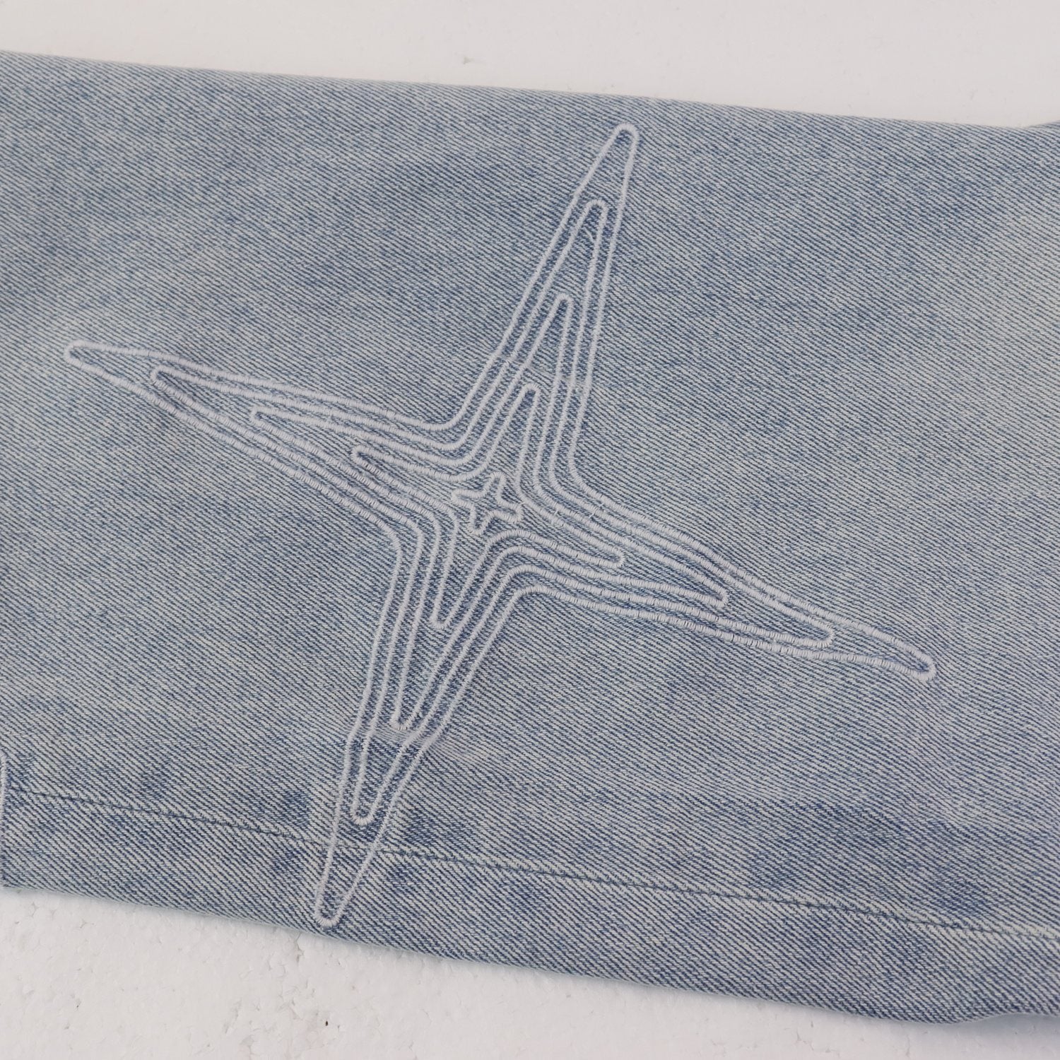 Purple Brand Star Embroidered Washed Jeans — detail