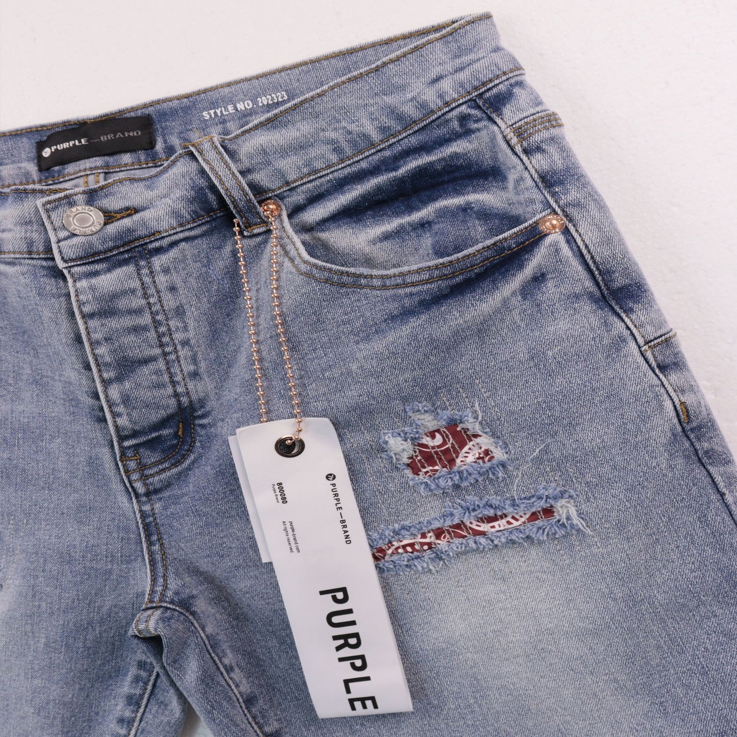 Purple Brand Distressed Patch Denim Shorts — front