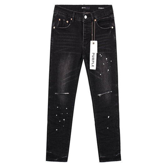 Purple Brand P001 Distressed Washed Black Slim Jeans — hero
