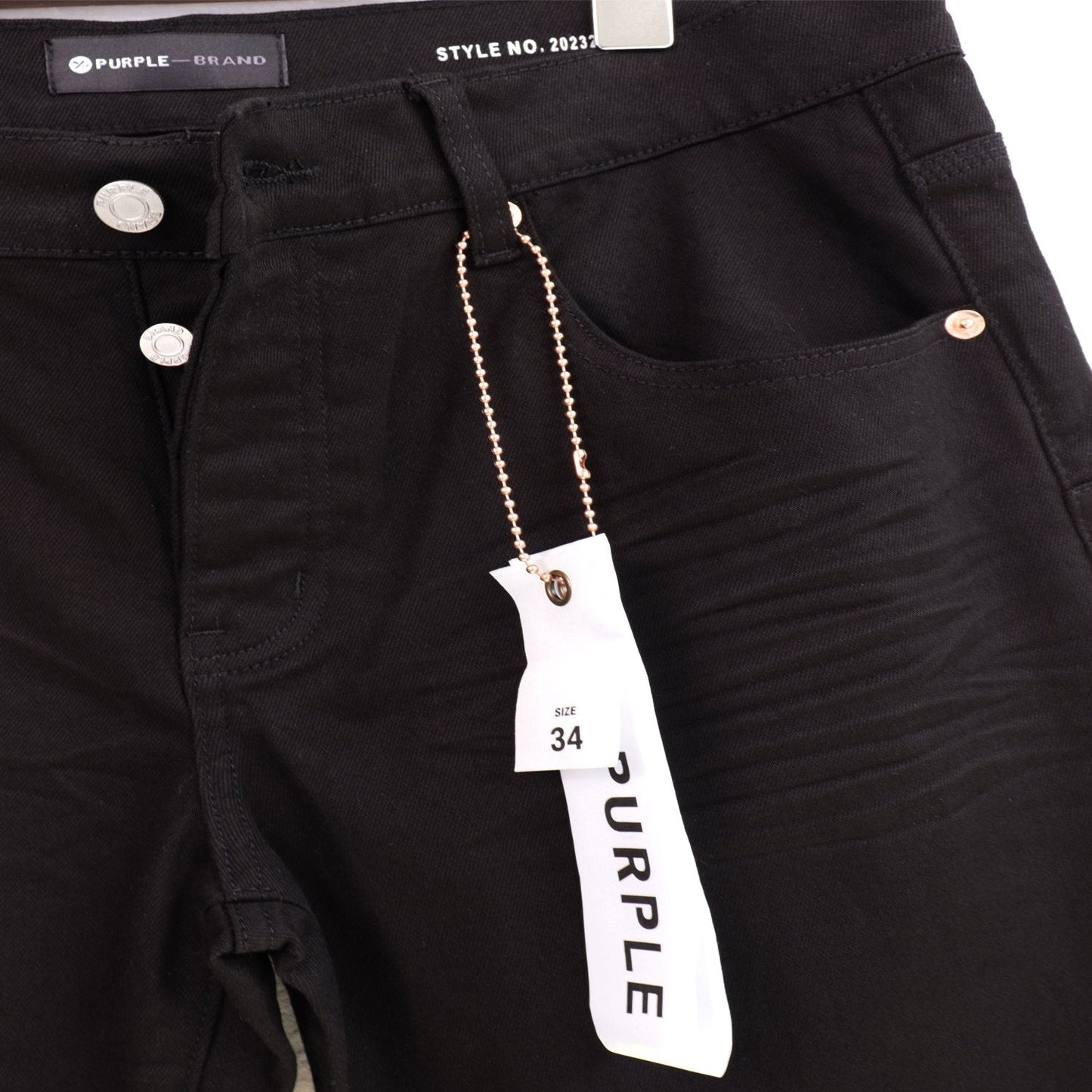 Purple Brand Washed Black Distressed Jeans — detail