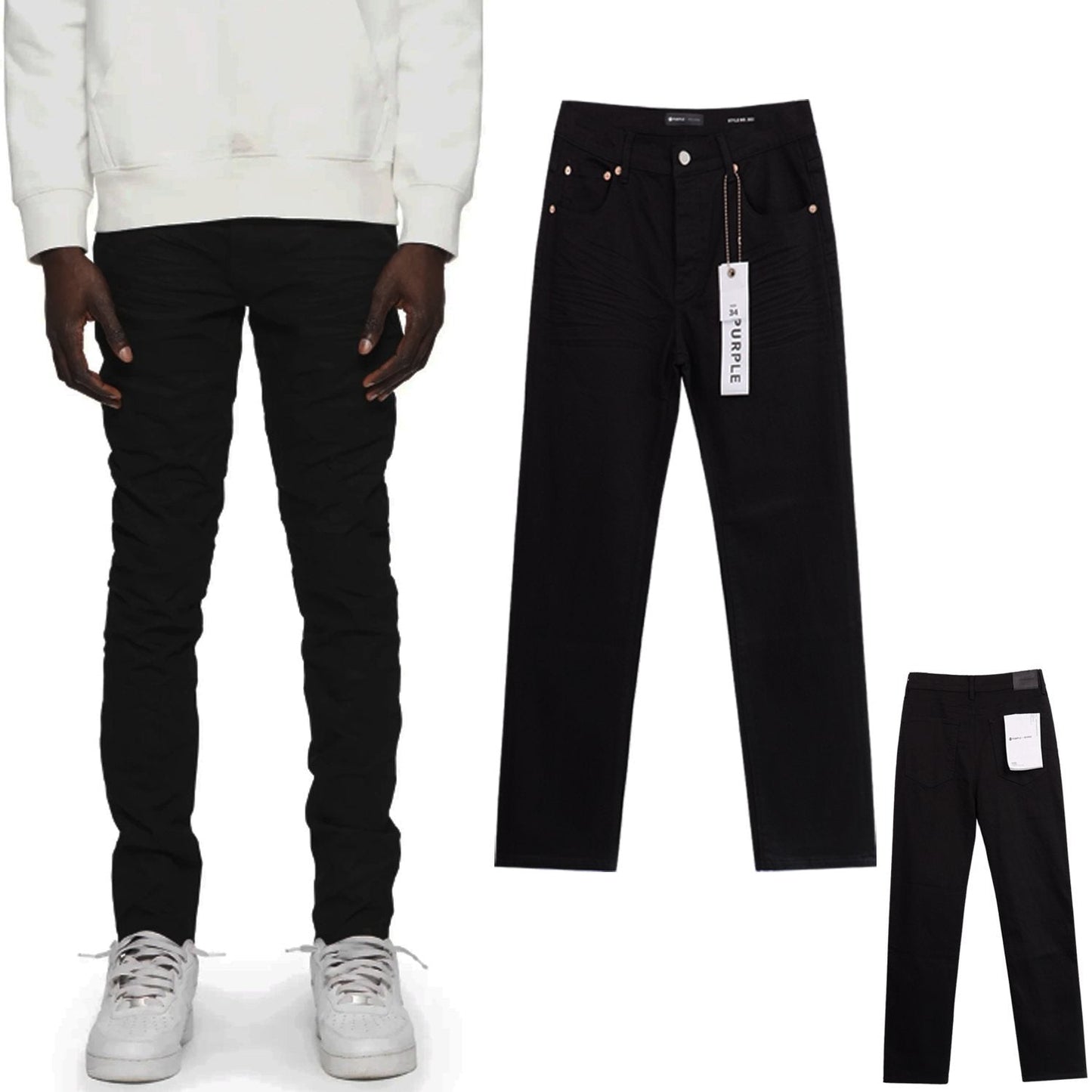 Purple Brand Washed Black Distressed Jeans — context