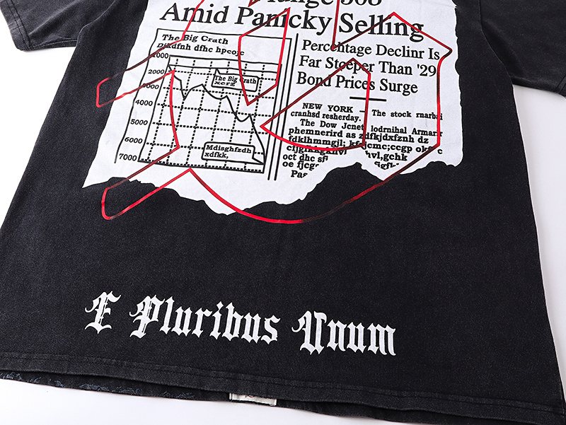 Godspeed Washed Black Skull Newspaper Graphic Short-Sleeve T-Shirt — detail