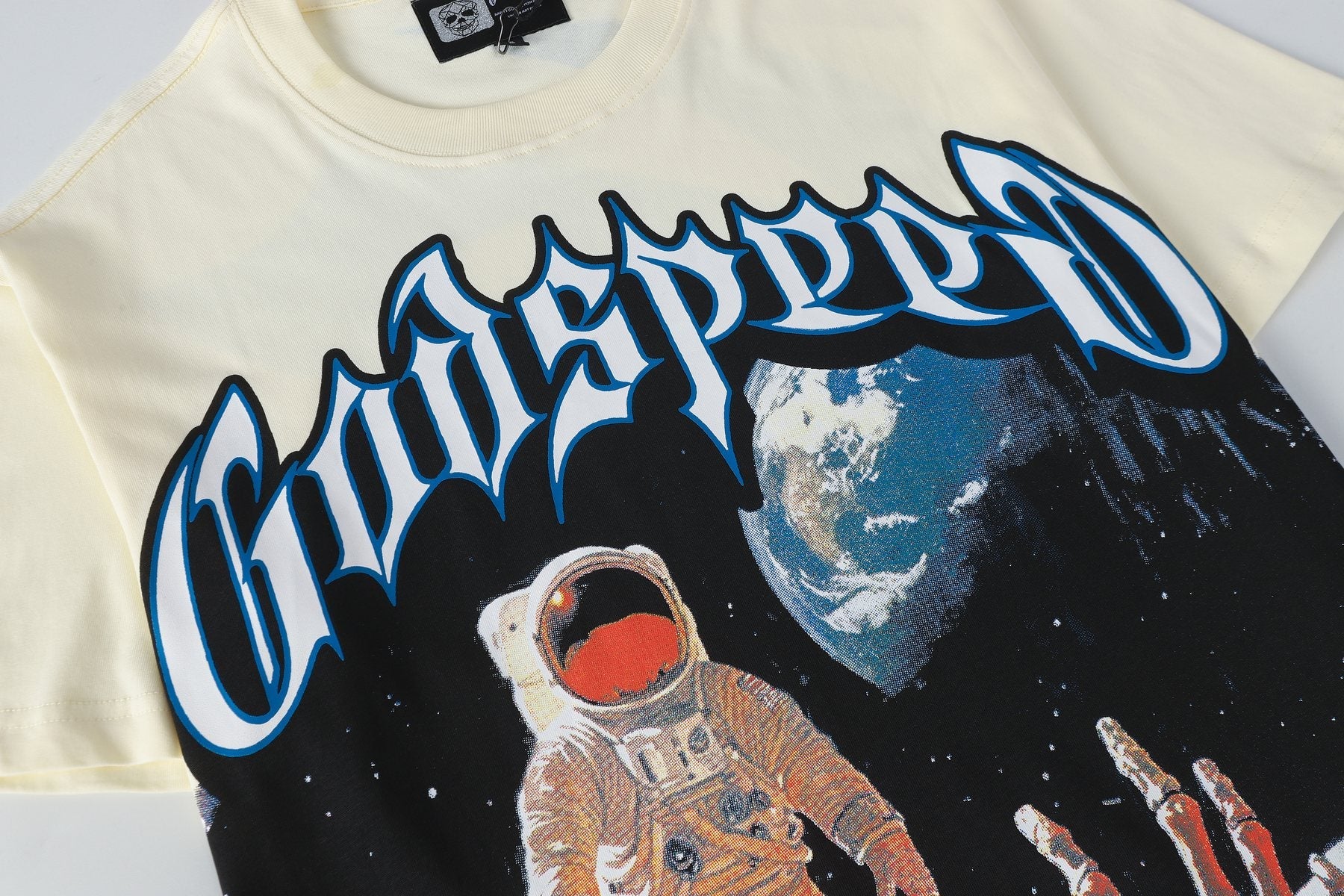 Godspeed Cream Astronaut Graphic Short-Sleeve T-Shirt — detail