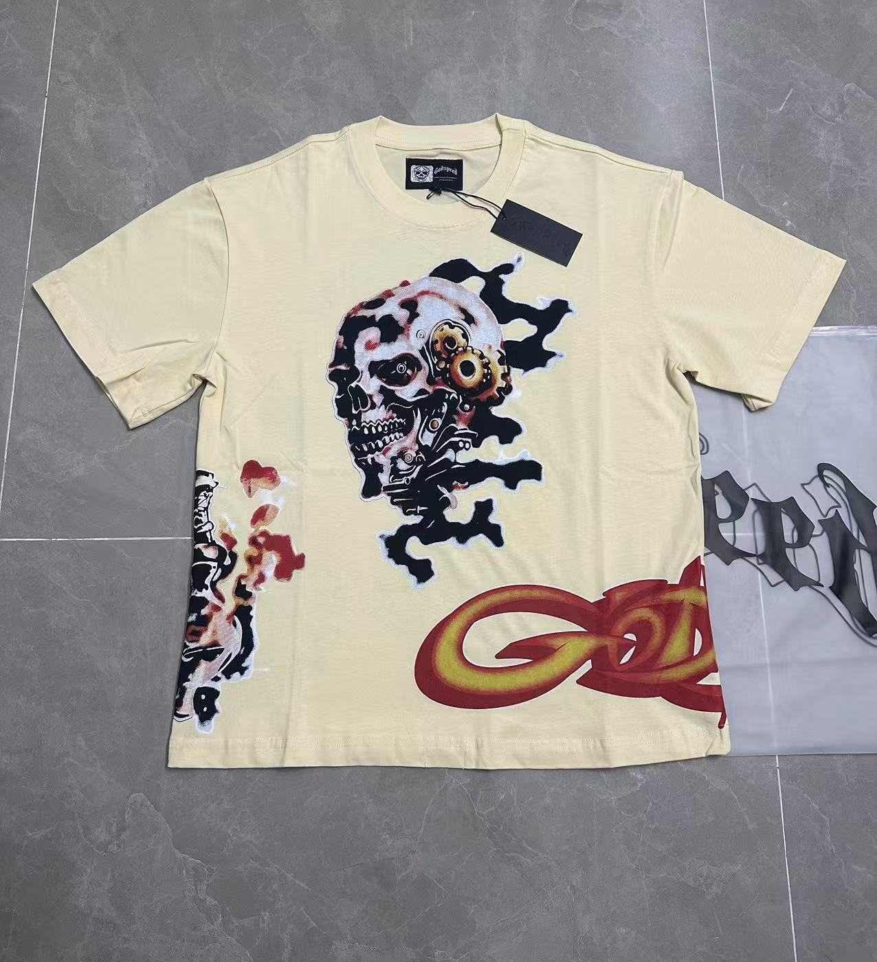 Godspeed Skull Robot Hand Graphic T-Shirt — front