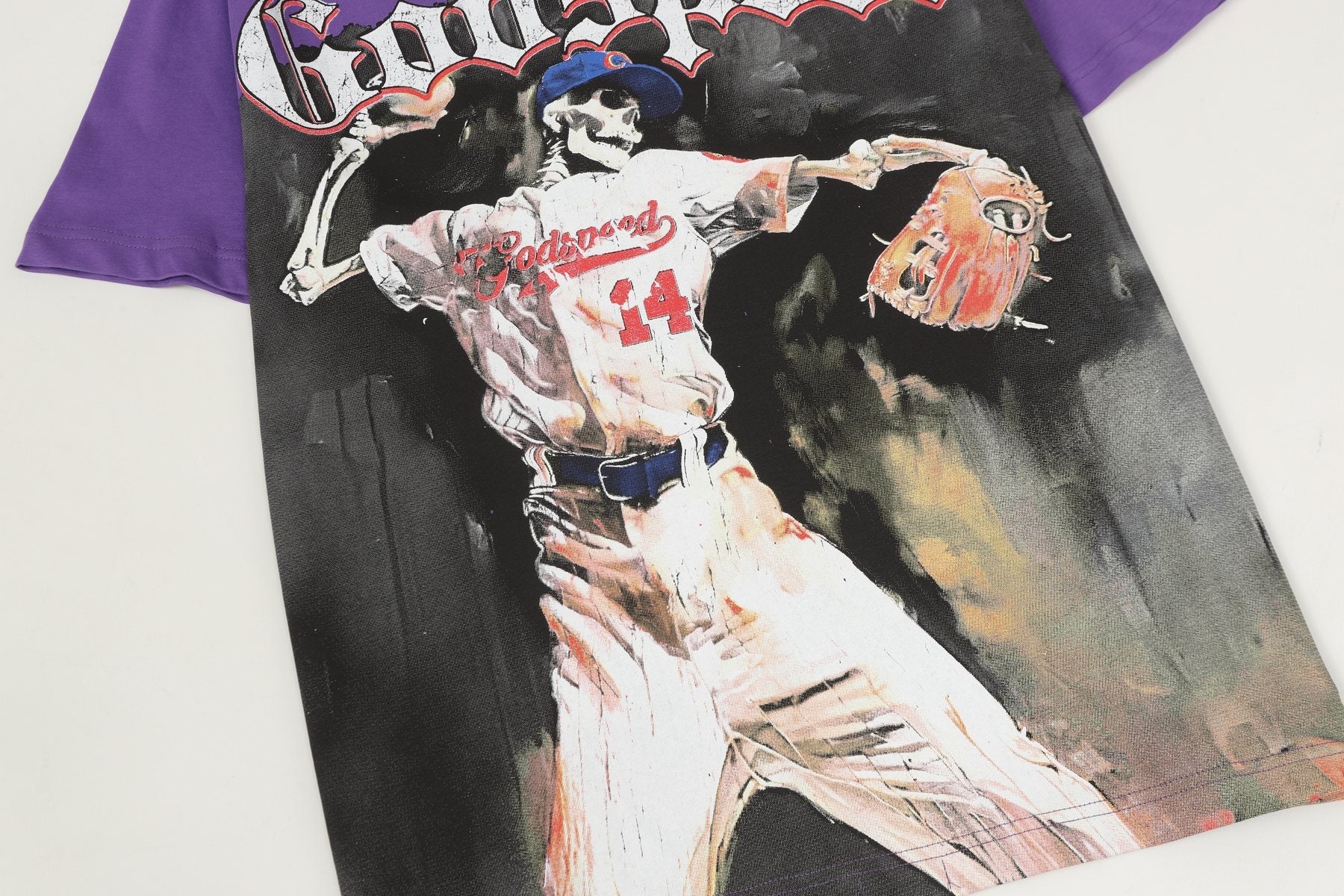 Godspeed Purple Baseball Graphic T-Shirt — detail