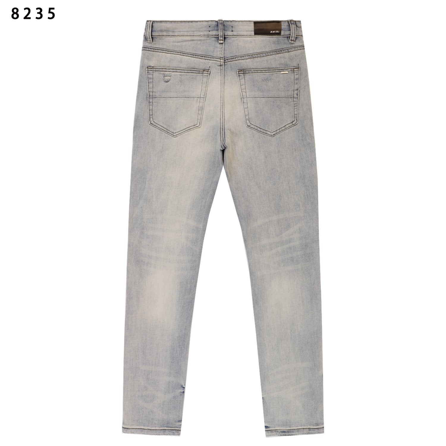 Amiri Light Blue Distressed Slim Jeans — back